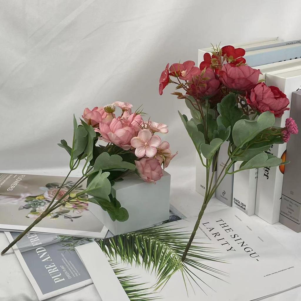 Simulated Peony Bouquet Silk Fake Flowers Valentine's Day Gift Holiday Party Decoration Purple White Flower Artificial Peonies