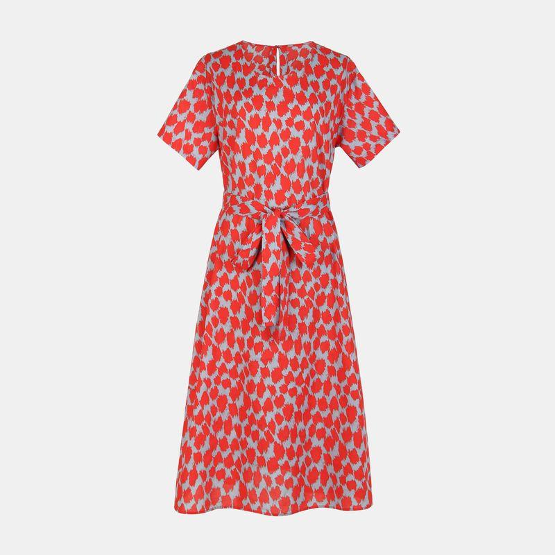 

Blue Rose Plus size women clothing Summer New Comfortable Cotton Fabric A Word Fall Shoulder Width Women Short sleeve Dress Red 4XL