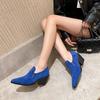 High heels design sense niche temperament new autumn deep mouth single shoes thick heel pointed soft leather women's shoes