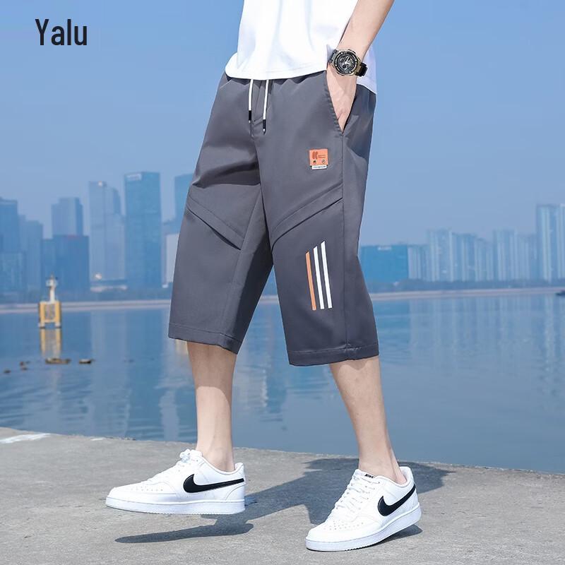 Ya Lu Men's Ice Silk Patchwork Sport Capris