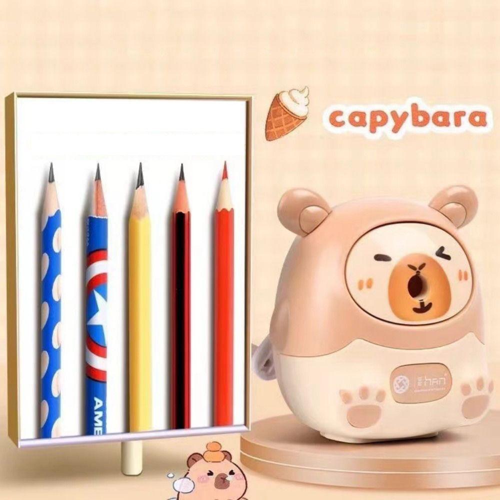 Cartoon Capybara Pencil Sharpener Hand Crank Pencil Sharpening Machine Office