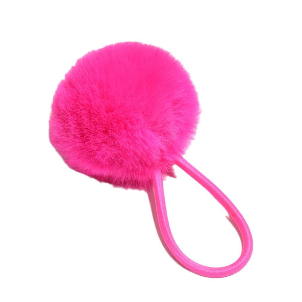 Imitation Rex Rabbit Fur Scrunchie: Cute, Versatile Pom-Pom Elastic Hair Tie In Matching Colors