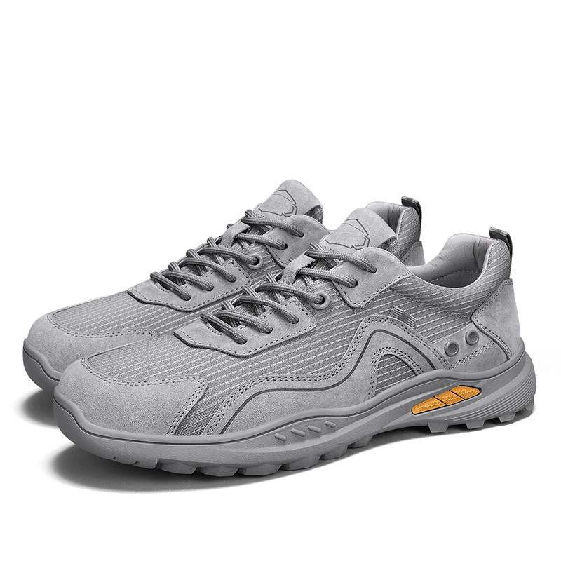 

Мужская обувь для походов на открытом воздухе, нескользящие кроссовки для мужчин, кроссовки для бега, треккинга, ретро-кожаная мужская рабочая обувь, обувь для скалолазания в горах 39 серый