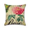 Retro Flower Decorative Pillowcases Rose Pattern Cotton Linen Throw Pillow Case Rose Pillow Cover Kussensloop Almohada Zt294