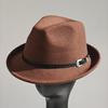 Felt Panama Fedora Hat Short Brim Trilby Flat Hat For Men Women Homburg Church Jazz Hat Adjustable