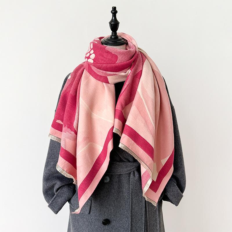 Niche Simple Style Warm Thickened Scarf Women'S Winter Advanced Sense Large Shawl Student Scarf Women