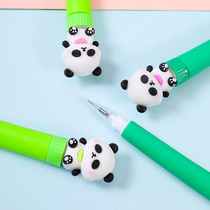 2Pcs Wholesale Cute Panda Neutral Pen for Writing Supplies Back To School Extra Smooth Writing Portable Lightweight for Birthday Party Favors