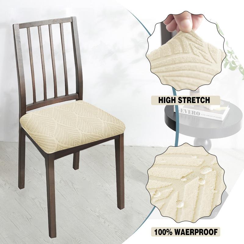 1-6Pcs Stretch Leaf Pattern Chair Seat Covers Splash Proof Removable Cushion Protectors