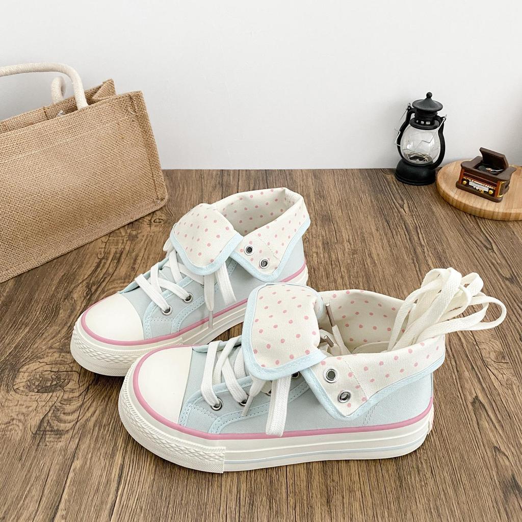 Frühling Herbst Damen Leinenschuhe Hoher Schaft Damen Flache Leinenschuhe Schnürung Student Sportliche Schuhe Mädchenschuh