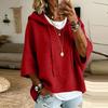 Women's Color Knitted Hooded Sweatshirt with Drawstring New Arrival