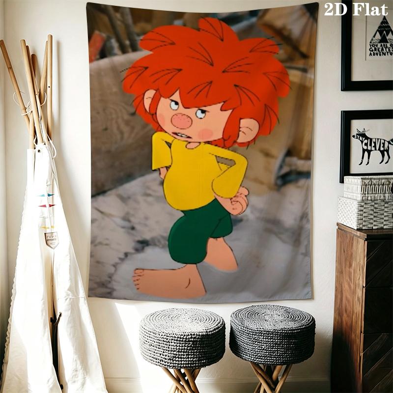 Meister Eder Und Sein Pumuckl Wall Tapestry Aesthetic Wall Hanging Printed Fabric Blanket Decorative Tapestries for Bedroom Living Room Home Decor