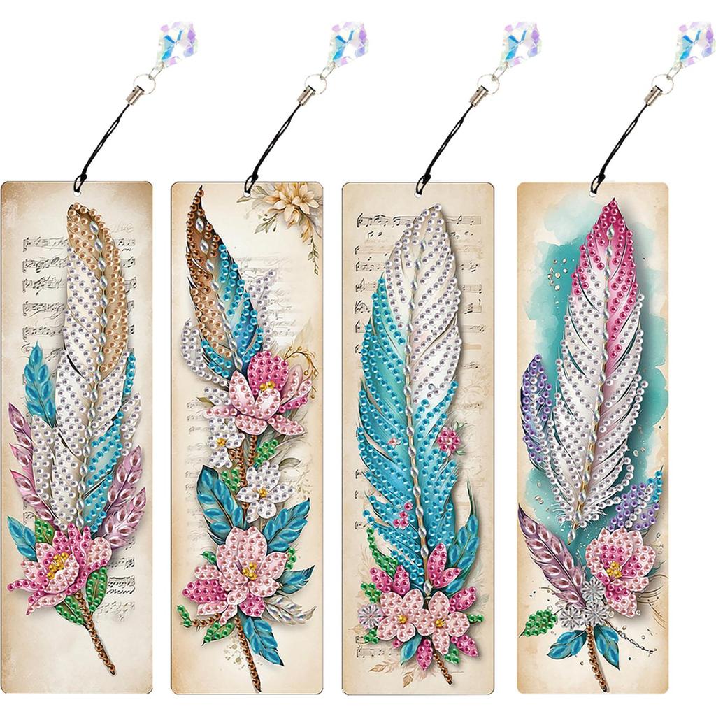 4Pcs DIY Diamond Painting Bookmark Diamond Bookmark Art Projects Diamond Art Bookmark Gift for Book Lovers Mosaic Art Supplies