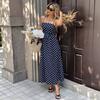 European and American Polka Dot Suspender Dress, Square Collar A Word French Retro Seaside Vacation