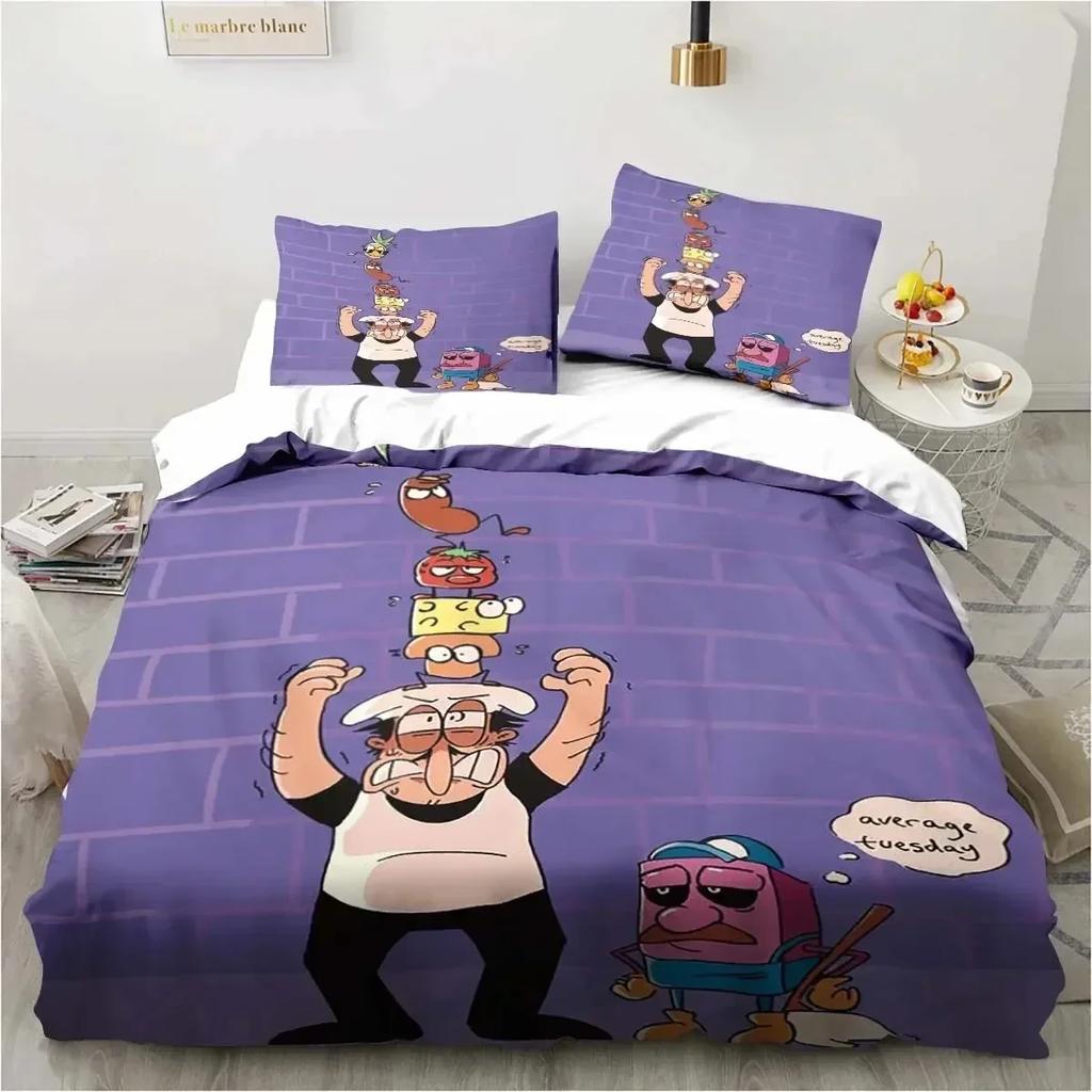 Edredón Torre de Pizza Estilo Pixel Clásico Juego Juego de Ropa de Cama Dormitorio Suave Moderno S Cómodo