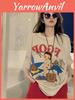 Vintage American Style T Shirt For Women With Cotton Material And Cartoon Print For Summer Casual Wear