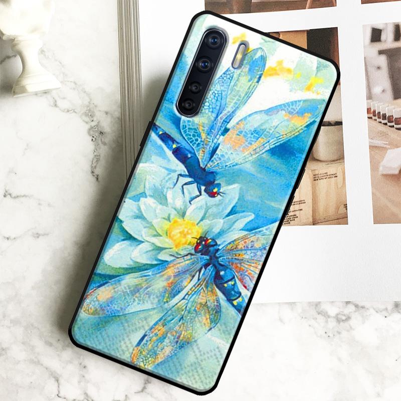 Luxury Dragonfly Case For Oppo A18 A38 A58 A78 A98 A40 A60 A80 A16 A76 A96 A15 A17 A77 A74 A94 A54 A57S Cover