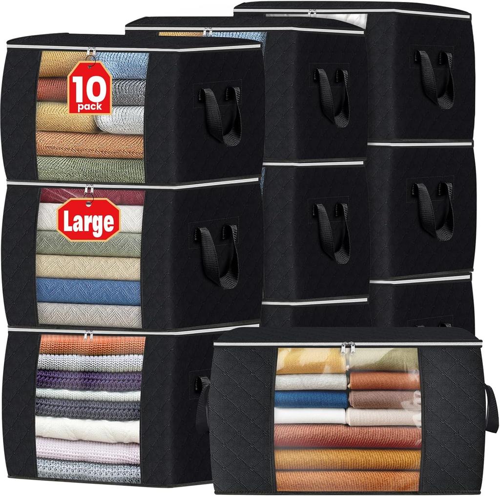 Fab Totes Storage Bags,Clothes Blanket Storage Bins Foldable Closet Organizers with Reinforced Handle for Home Dorm Storage and Organization