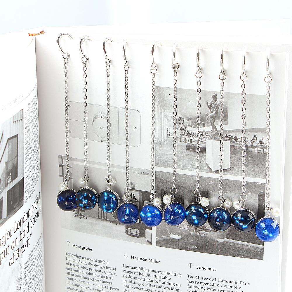 Feather Bookmark Metal Book mark 12 Constellation Bookmark Bookmark Pendant Noctilucent Bookmark