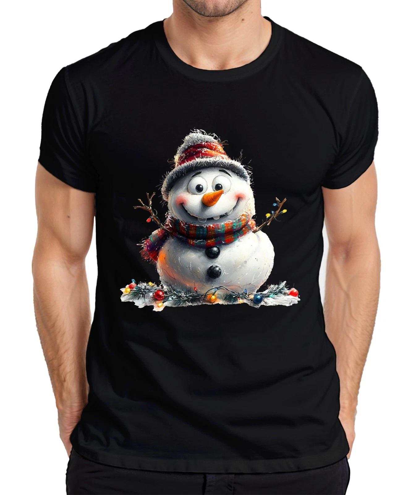 Niedlicher Schneemann Karottennase Schal Lichter Weihnachten Herren T-Shirt XXL