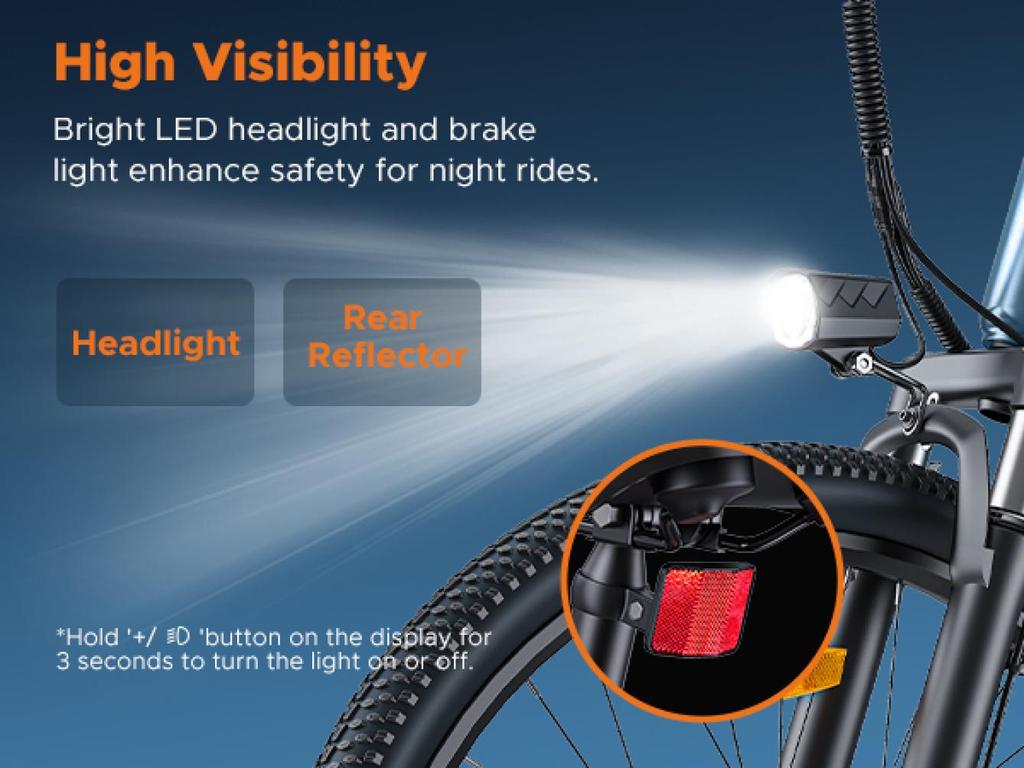 HillMiles MileTrail 1 E-Bike: 120km Range, Hydraulic Disc Brakes, 26" Tires, 250W - City and Mountain Commuting, IPX4