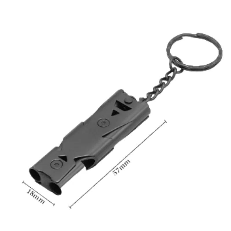 120dB Double Tube High-Frequency Survival Whistle - Stainless Steel Pendant Keychain for Outdoor Emergency Camping Hiking Rescue