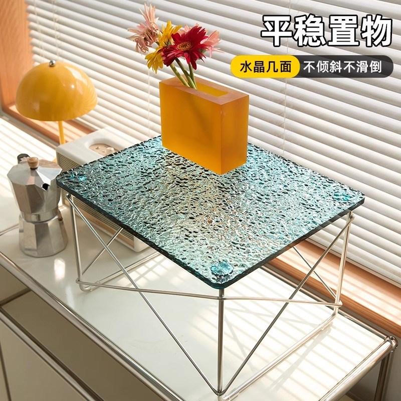 Acrylic Side Table Low Table Plywood Rectangle Top Stainless Steel Frame Small Home Decoration Wire Base Small Table