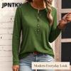 JPNTKY Women's Fashion Casual Solid Color Print Long Sleeve O-Neck Blouses & Shirts