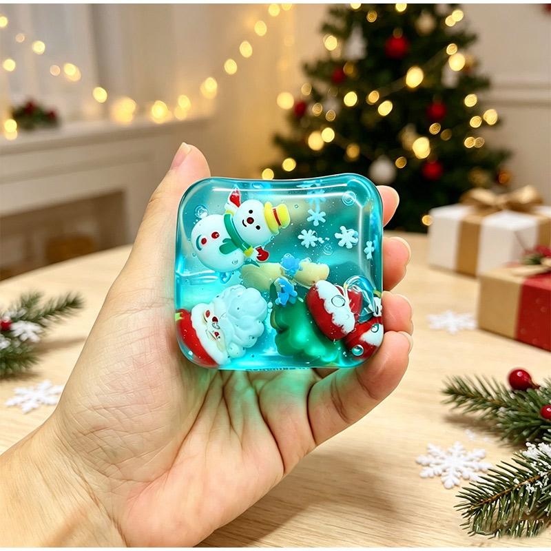 Maltose Filled Ice Cube Squishy Stress Ball Slow Rising Christmas Santa Fidget Toy Sensory Relief Gift For Halloween Christmas