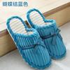 Bow cotton slippers women and men winter couples home non-slip fluffy warm floor mop corduroy slippers