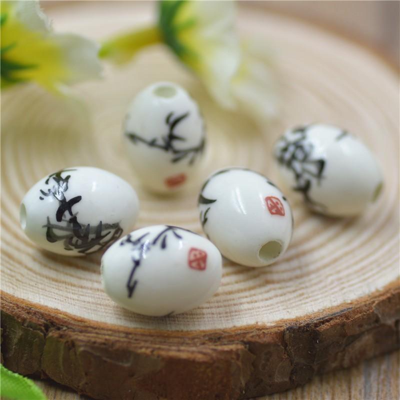 12 * 16Mm Lose Perlen Keramik Ovale Perlen Jingdezhen Keramikperlen DIY Keramikperlen Chinesischer Knoten Zubehör Material