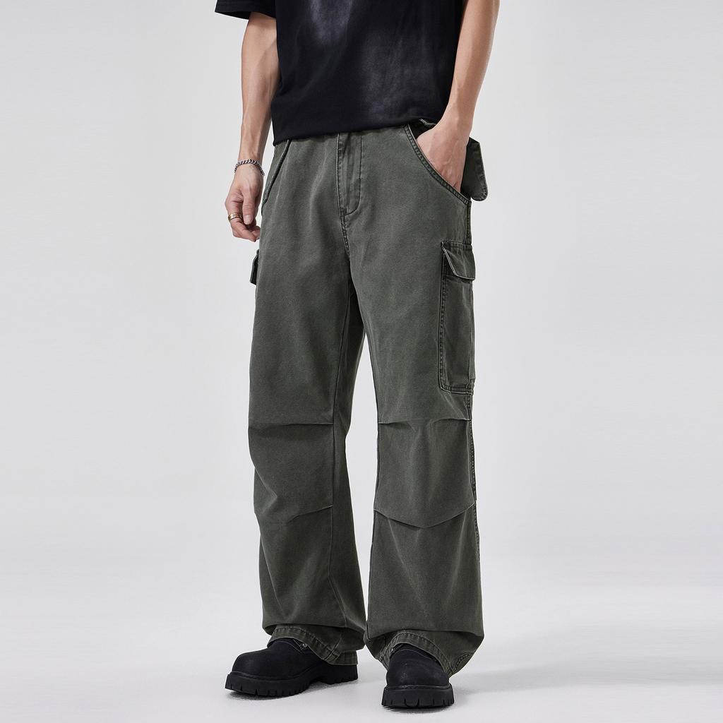 New American outdoor tooling casual pants men's summer tide brand loose straight paratrooper pants mid waist
