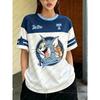 Cartoon Print Women's Summer Crew Neck Sports Soccer Shirt Loose Casual Street T-Shirt Y2K Couple Top