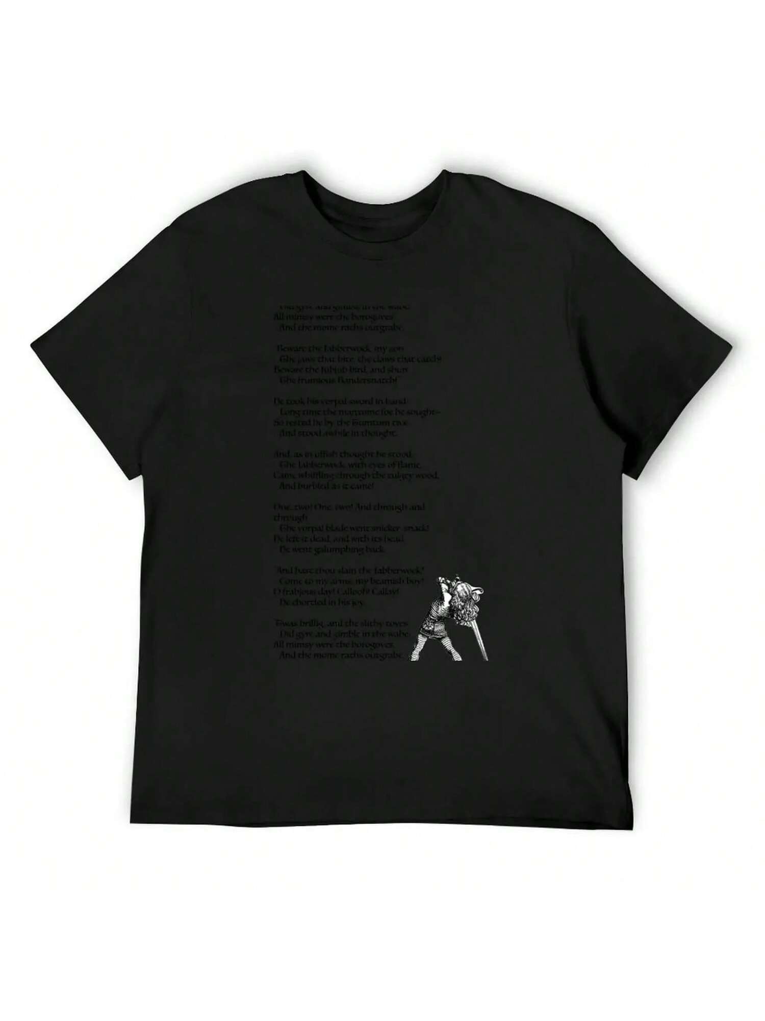 Jabberwocky Poem T-Shirt Anime Tshirt Customs Design Your Own Street Wear Short Sleeve Tee  unisex S разноцветный