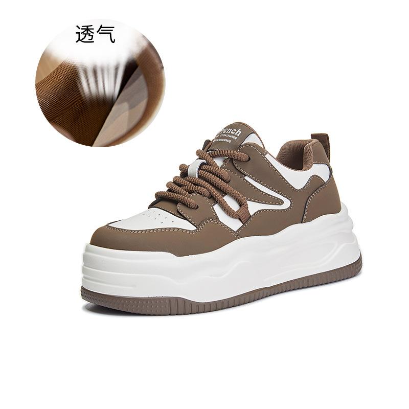 

Genuine leather women s shoes 2025 spring new platform white shoes versatile height-increasing shoes fashion casual shoes women s flat baseplate shoes 35