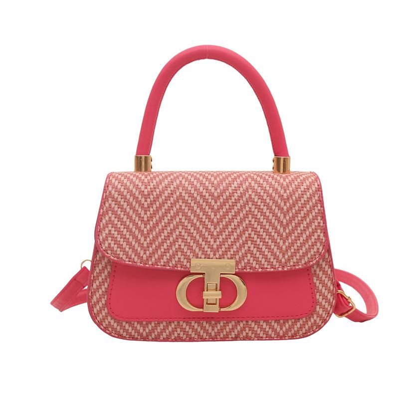 Splicing popular lock 2025 large-capacity new large-capacity fashionable simple crossbody portable shoulder women's bag
