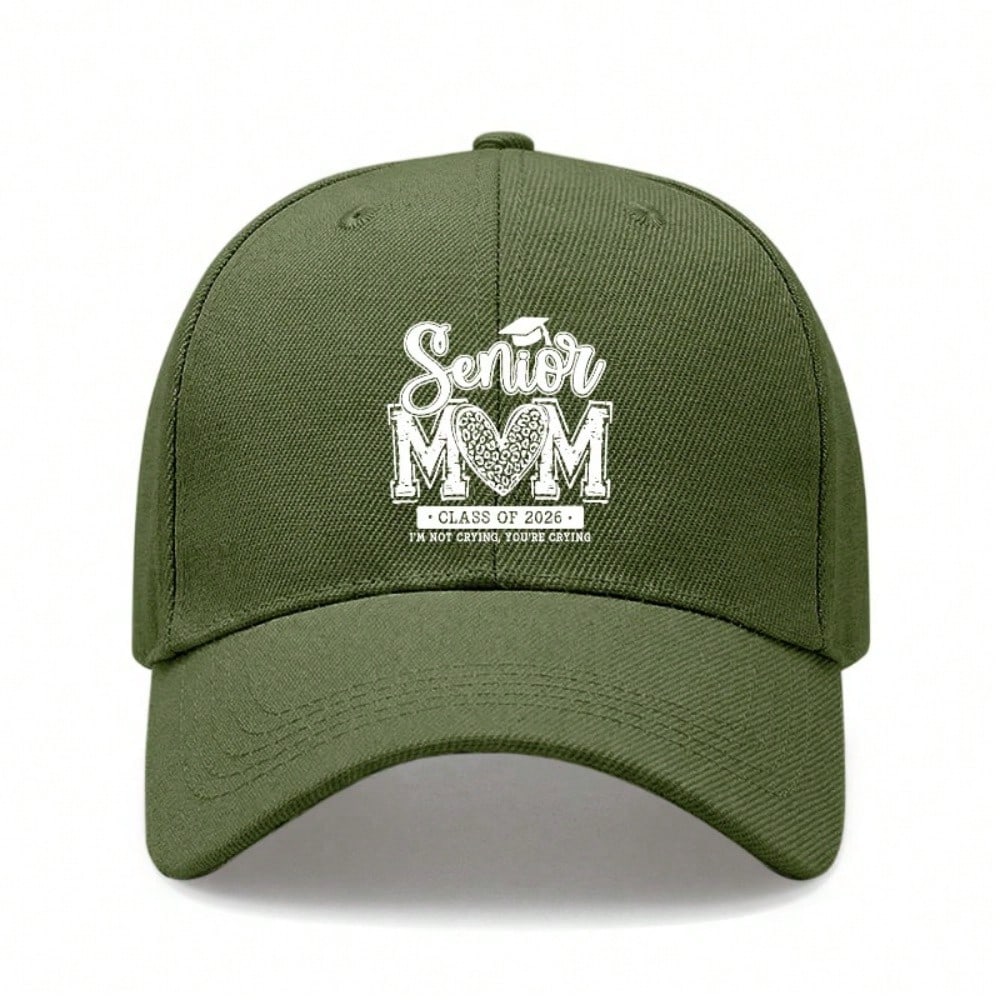 [Graduation Baseball Cap] Senior Mom Class Of 2026 Print Adjustable Breathable Lightweight  Polyester Sun Protection Curved Brim Baseball Hat -