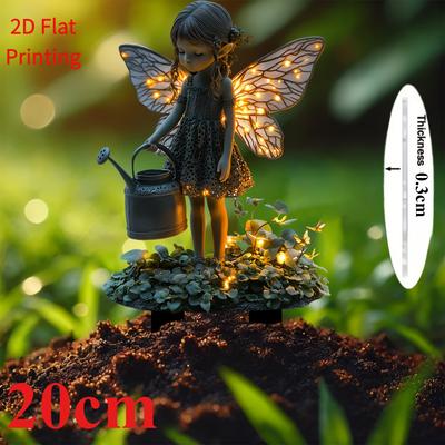 Enchanted Garden Elf, 2D Flat Acrylic, Ground Insert Decoration, Suitable for Garden, Potted Plants, Outdoor, Gifts, Christmas, Halloween