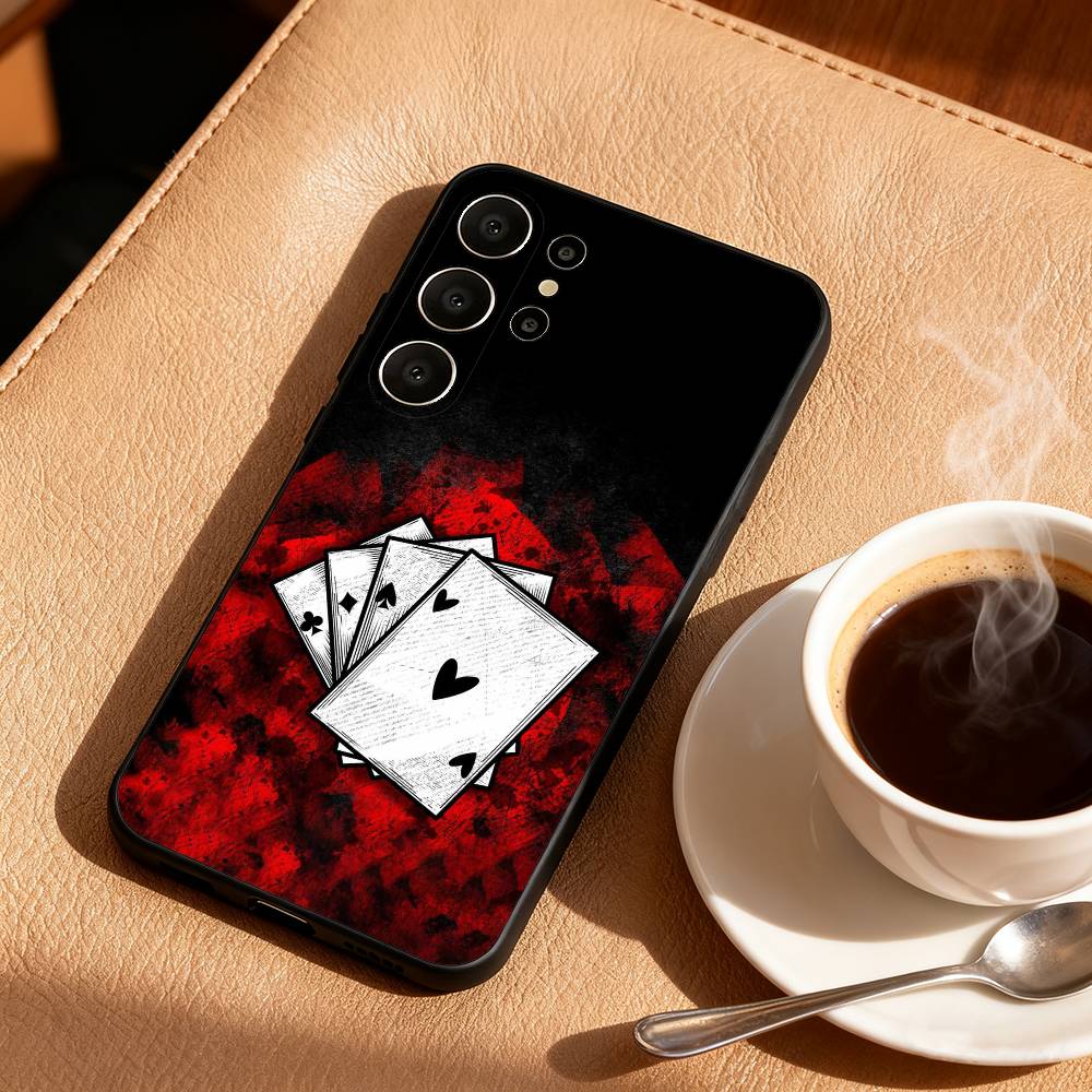 A-Ace of Spades Poker Phone Case For Samsung S25,24,23,22,30,21,10,9,Ultra,Plus,Lite,FE Soft Black Case