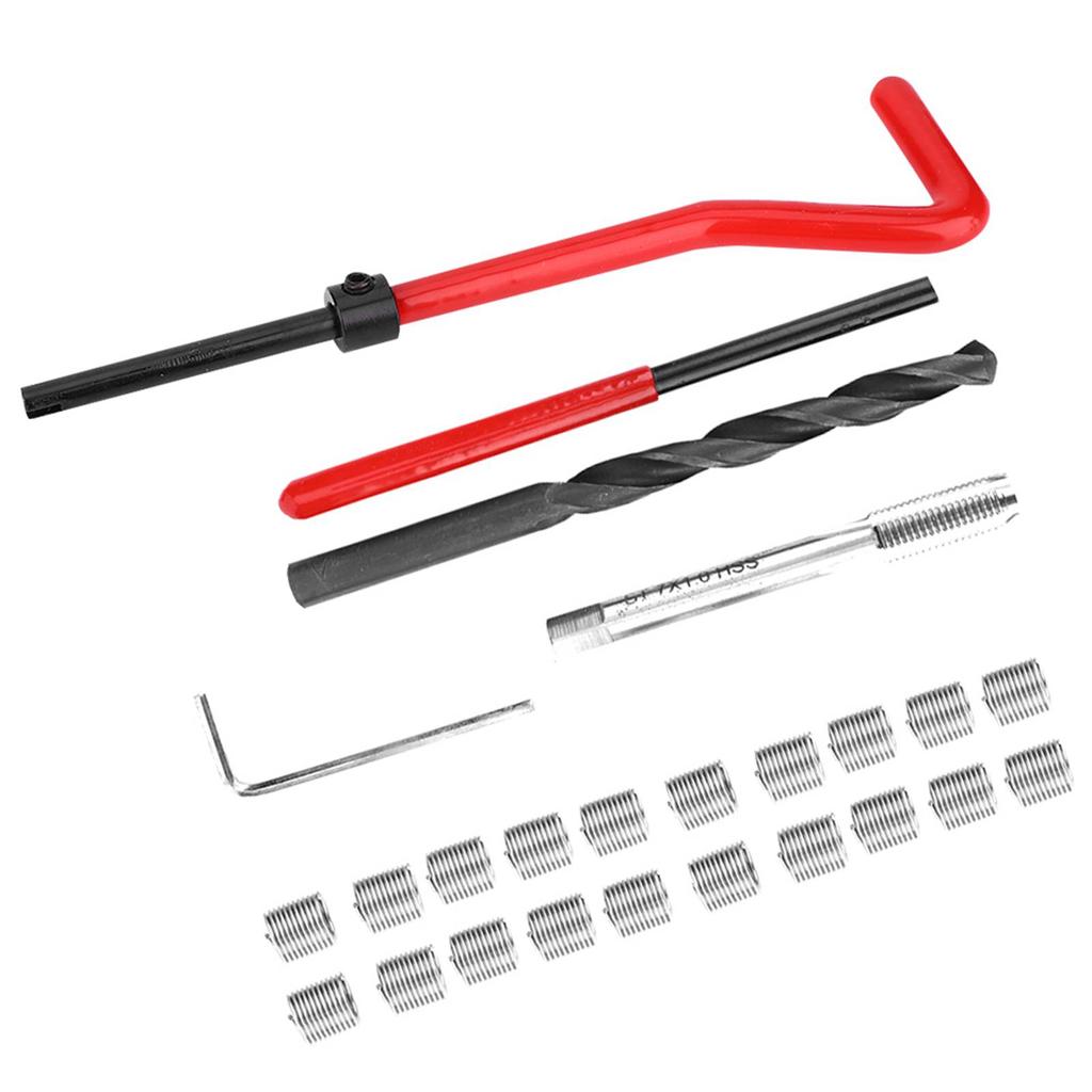 25Pcs Thread Repair Kit Stainless Steel Twisted Drill Wrench Threaded Insert Tap Insertion Tool M7x1