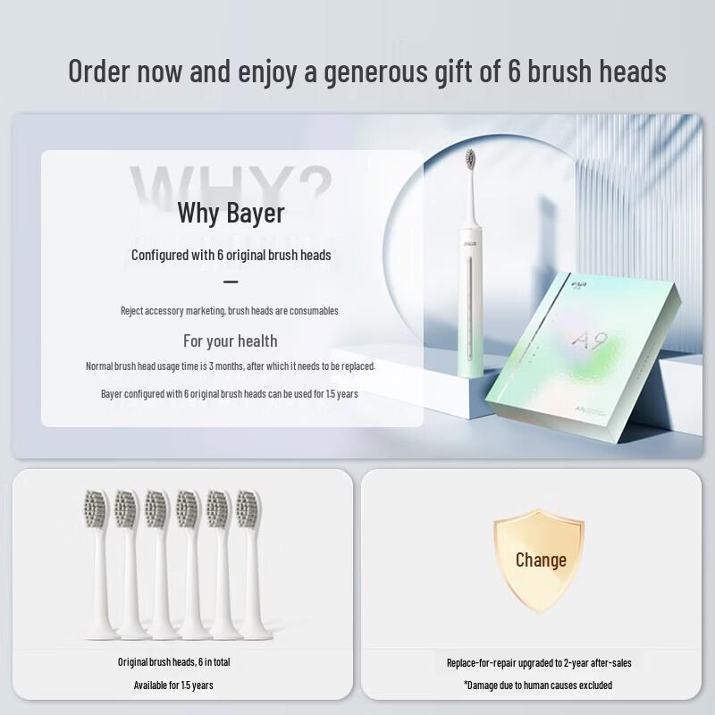 BAIR A9s Sonic Electric Toothbrush Double Pack CN plug (adapter included)