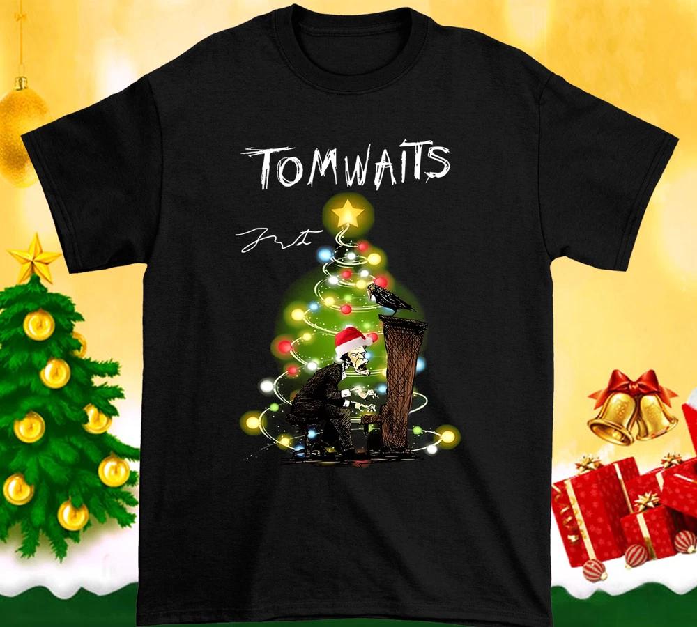 Hot Tom Waits Christmas T Shirt White Size S-4XL Cotton XXL