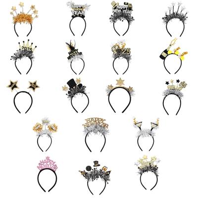 New Year Hairband Christmas Hair Hoop Fashion Statement Karaoke Party Tinsels for Christmas Stage Photo Props