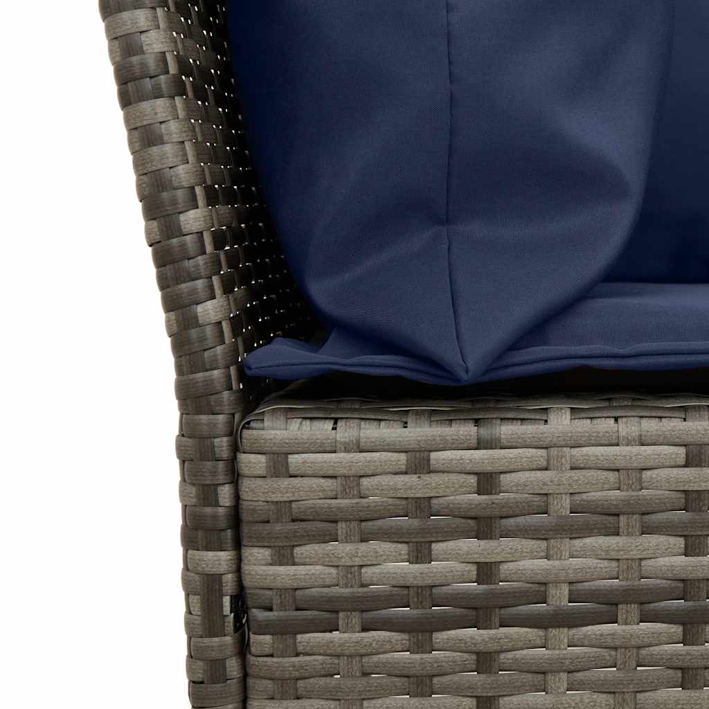 Garden Sofa with Cushions Gray Poly Rattan