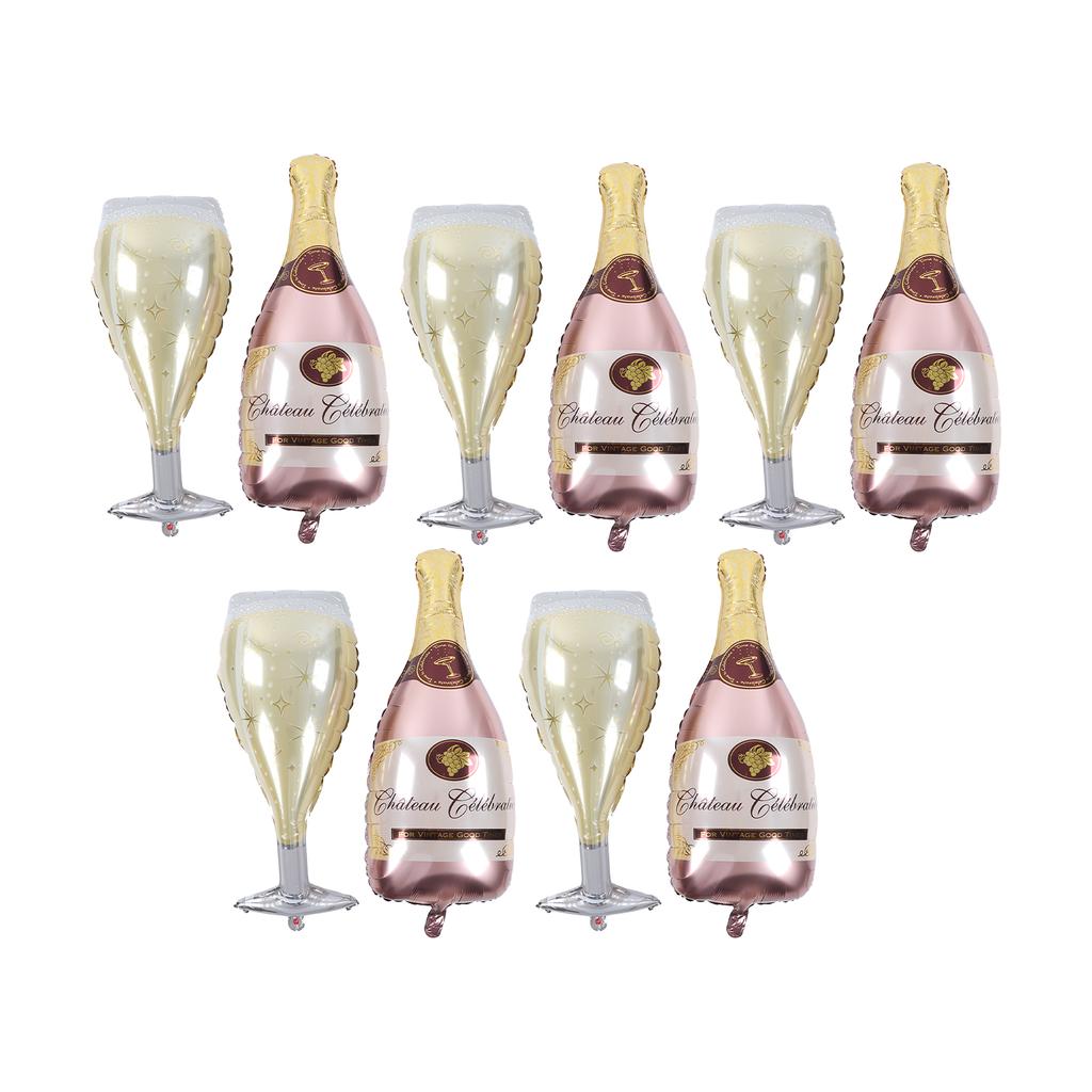 5set Champagneballong Roséguld Ölflaska Vinglasform Återanvändbara Partyballonger Dekorationer