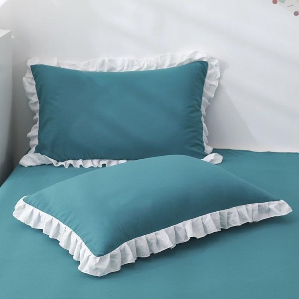 Ruffles Pillow Cover Stain-resistant Pillow Protector Princess Stain-resistant Pillowslip  Home Use 40*60cm зелёный