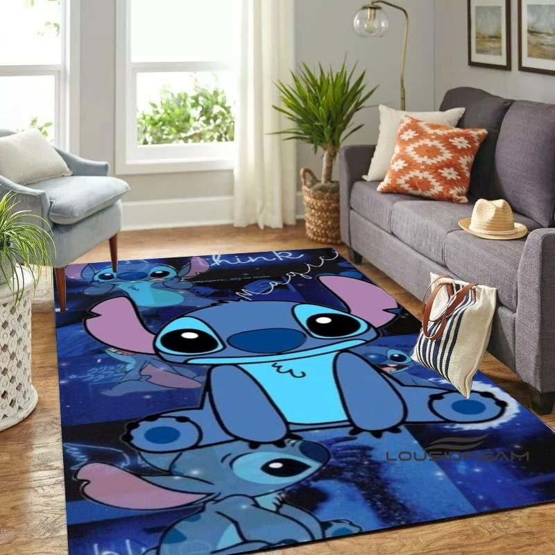 Personalized name-customized rug, "Stitch" print, suitable for living rooms, bedrooms, large-sized soft rug, home décor, sofa