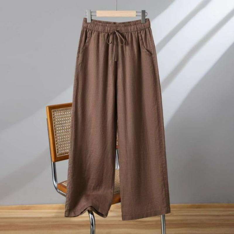 Cotton and Linen Wide-leg Pants Women's Zen Clothes Autumn High Waist Drape Cotton and Linen Nine-point Pants Plus Size Casual Pants