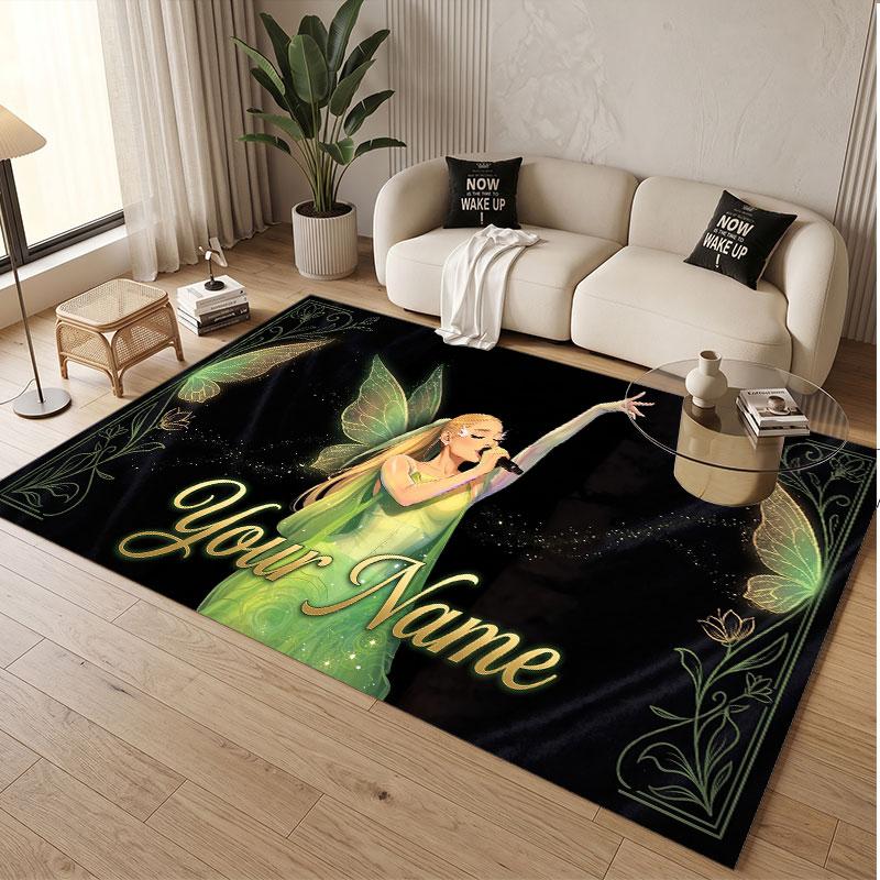 Custom Name Crystal Velvet Rug,Ariana Grande Comfortable Anti Slip Floor Mat For Room Decoration