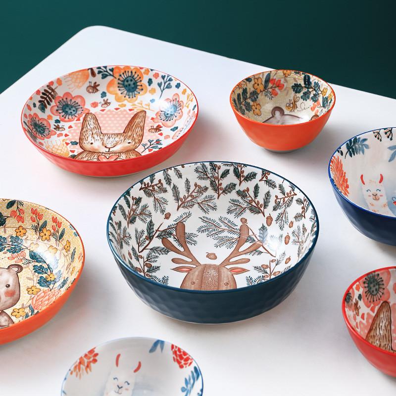 Niedlicher Cartoon-Keramikteller für zu Hause, flache Teller, Abendessen, Hauptgericht, Speiseteller, Keramikteller, Salatteller, Geschirr