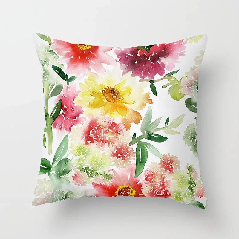 Model de flori Artă decorativă Husă de pernă Față de pernă Poliester 45*45 Perne Decorat Home Decor Față de pernă